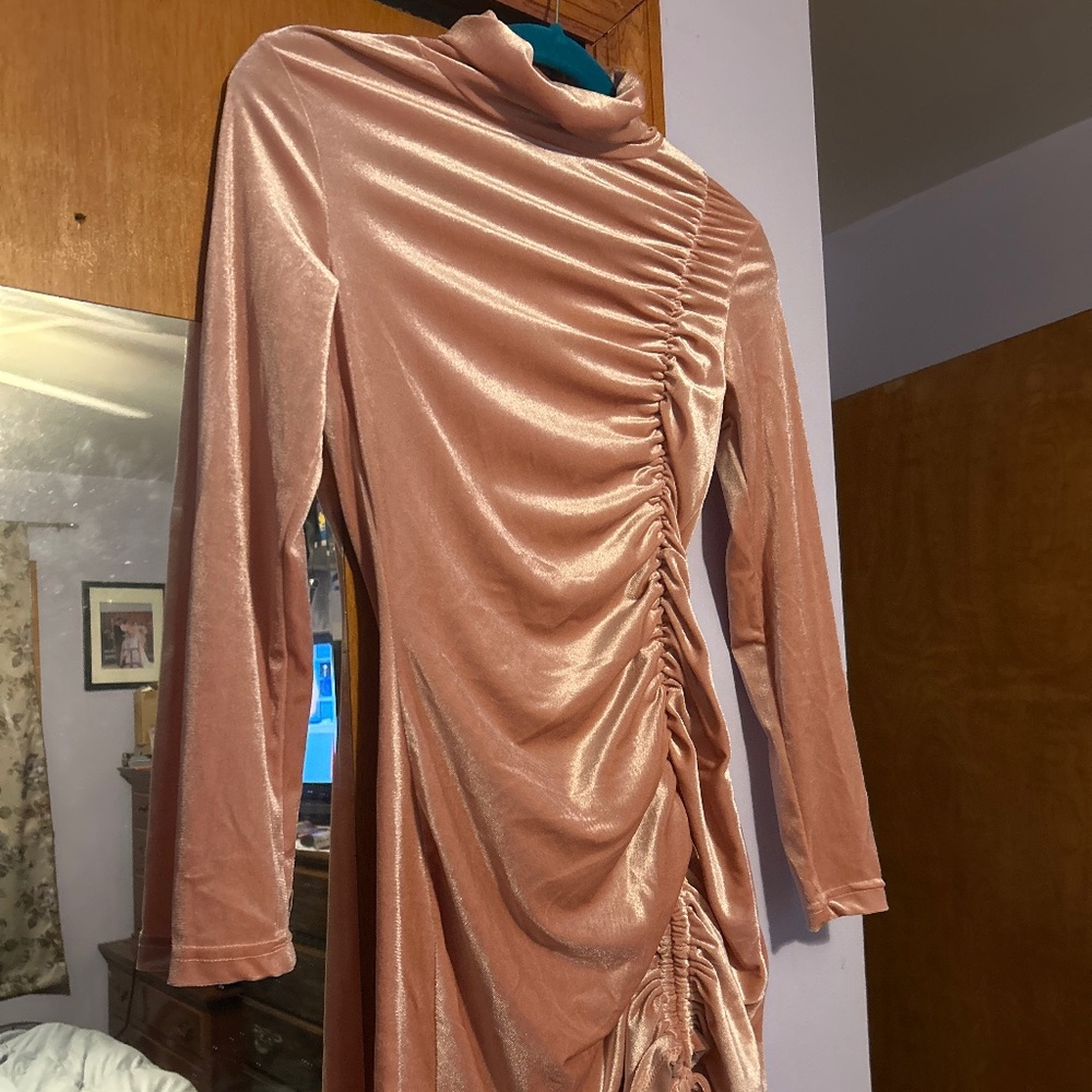 Pink velvet dress